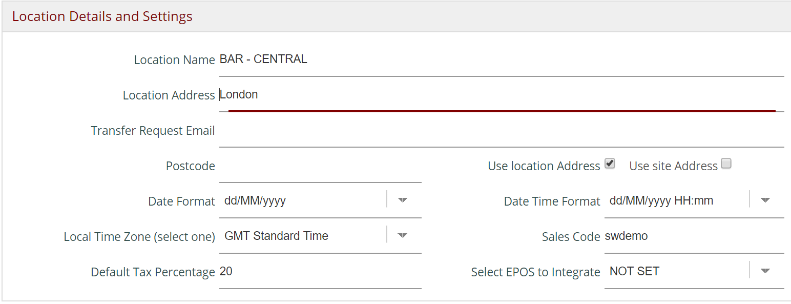 Location Setup StockTake Online